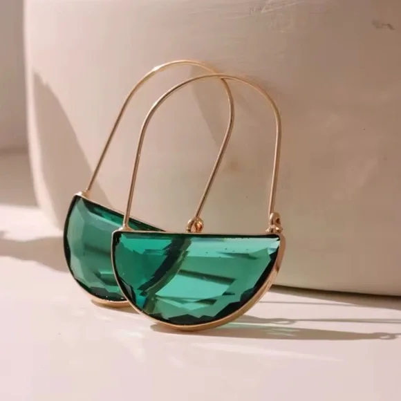 Anthropologie Gold and Green Earrings - Picture 1 of 13